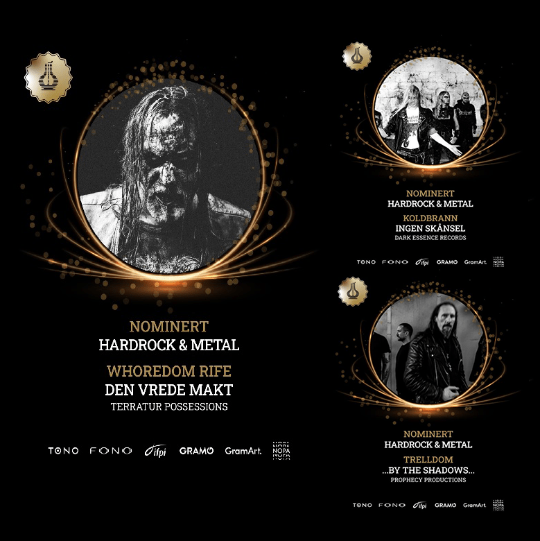 KOLDBRANN, TRELLDOM & WHOREDOM RIFE – nominees at Norway’s Spellemann music awards
